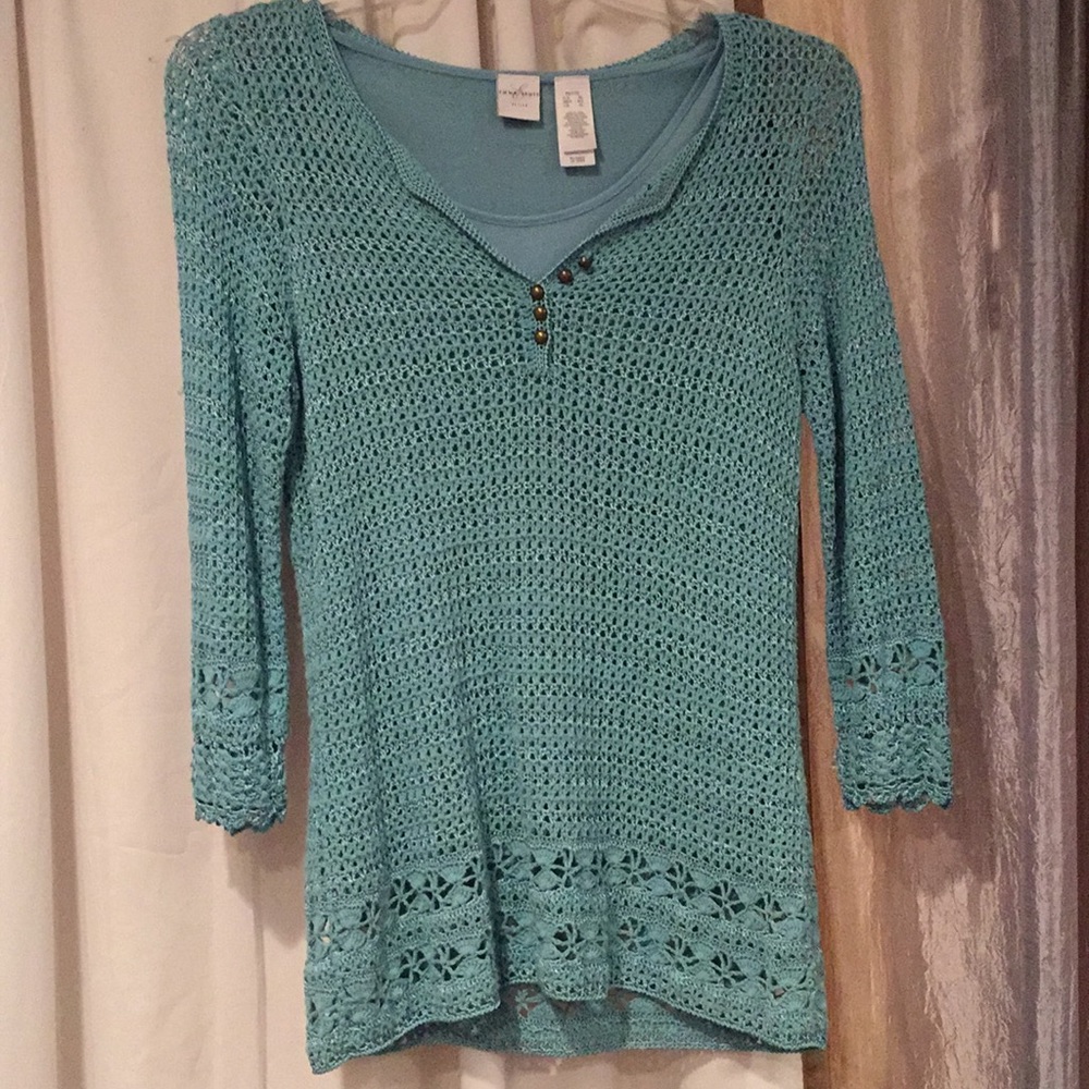 Emma James knit Cami/sweater combo aqua